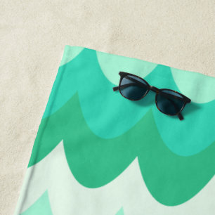 Toalha De Praia Ondas Geométricas Azuis, Verdes e Teares