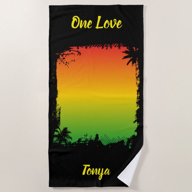 Toalha De Praia One Love Jamaica Tropical Sunset (Frente)