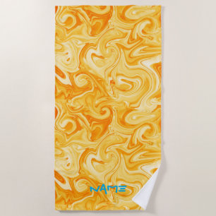 Toalha De Praia Orange Abstrato NAME Modern Surfer Ocean Water