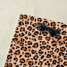 Toalha De Praia Orange and Brown Leopard Print