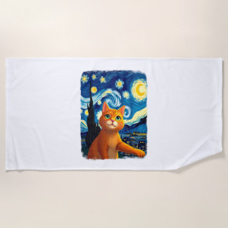 Toalha De Praia Orange Cat Selfie  Starry Night Cat Mom Cat Lovers