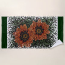 Orange Daisy Balls Beach Towel
