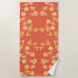 Toalha De Praia Orange Hibiscus Impressão Beach Towel