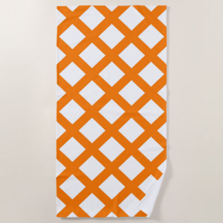 Toalha De Praia Orange White Checker Diamond Pattern