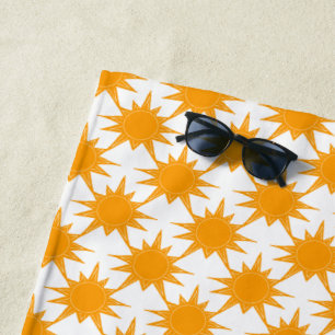 Toalha De Praia Orange Yellow Sunny Suns