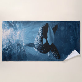 Toalha De Praia Orca Underwater Light Rays Ocean Illustration