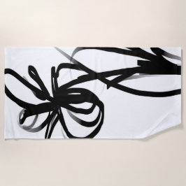 Toalha De Praia Orchid Blanc: Abstrato branco e preto