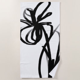 Toalha De Praia Orchid Blanc: Abstrato branco e preto