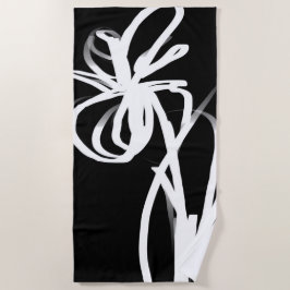 Toalha De Praia Orchid Noir: Abstrato preto e branco