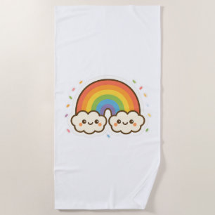 Toalha De Praia Orgulho Colorido do Arco-Íris Kawaii