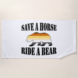 Toalha De Praia Orgulho de Urso Salve um cavalo Monte um Urso