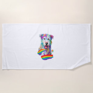 Toalha De Praia Orgulho gay Flag Irish Wolfhound Dog Lover Rainbow