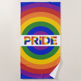 Toalha De Praia Orgulho LGBT Geométrico Ousado Alvo de Arco-Íris