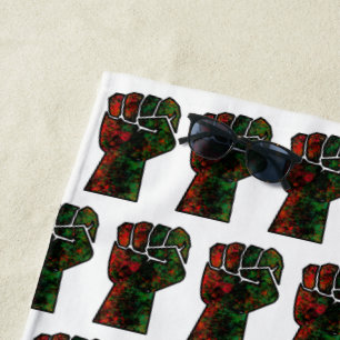 Toalha De Praia orgulho negro punho vermelho verde bandeira pan-af