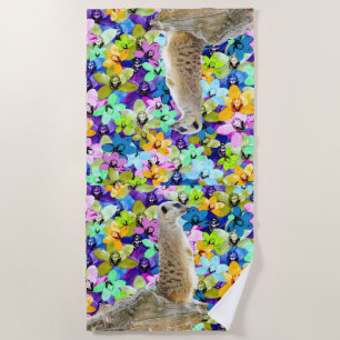 Toalha De Praia Orquídeas De Meerkat E De Aquarela,