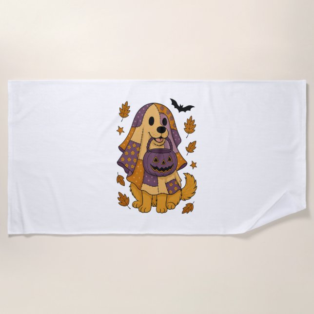 Toalha De Praia Ouro Cachorro Fantasma (Frente)