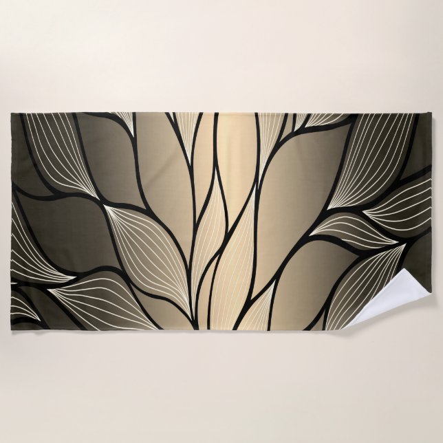 Toalha De Praia ouro de fluxo mínimo, fauna sai design (Frente)