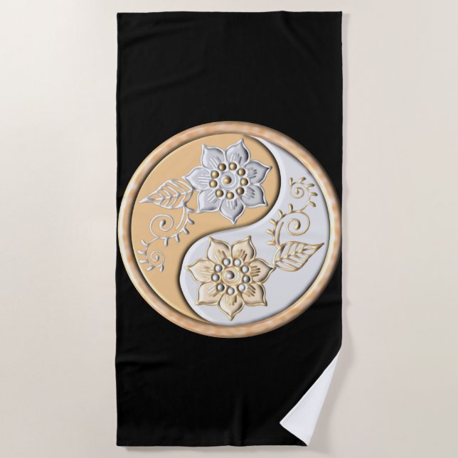 Toalha De Praia Ouro & Prata Yin Yang  (Frente)