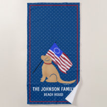 Ouro Retriever Dog American Flag Towel