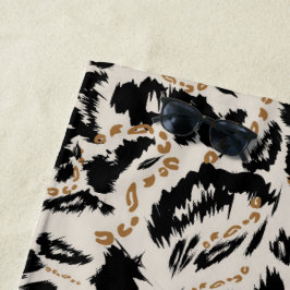 Toalha De Praia Padrão Abstrato de Leopardo Africano Boêmio