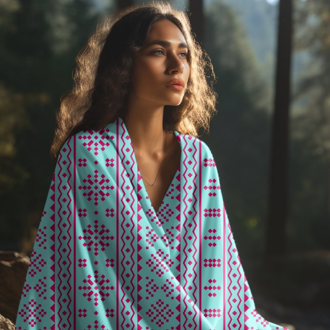 Toalha De Praia padrão aqua aztec (Criador carregado)