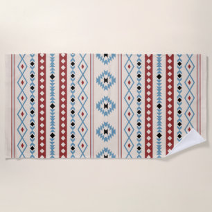 Toalha De Praia Padrão Aztec Blue Black Cream Mixed Motifs