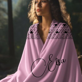 Toalha De Praia padrão aztec rosa