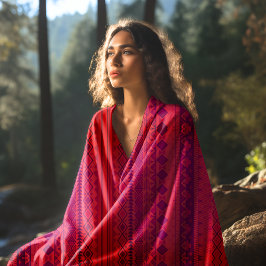 Toalha De Praia Padrão aztec vermelho