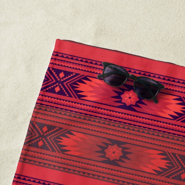 Toalha De Praia Padrão aztec vermelho (In Situ)