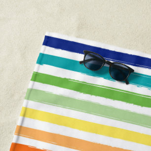 Toalha De Praia Padrão bonito de Stripe do Arco-Íris