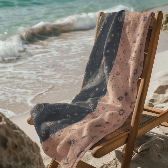 Toalha De Praia Padrão Celestial Místico Sem Costura (Criador carregado)
