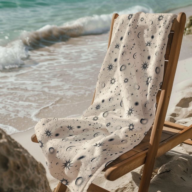 Toalha De Praia Padrão Celestial Místico Sem Costura (Criador carregado)