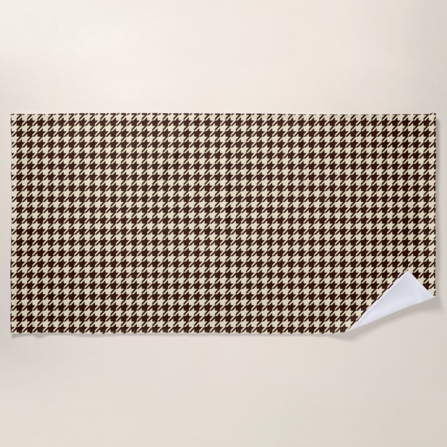 Toalha De Praia Padrão Clássico de Ivory Pepita Houndstooth (Frente)
