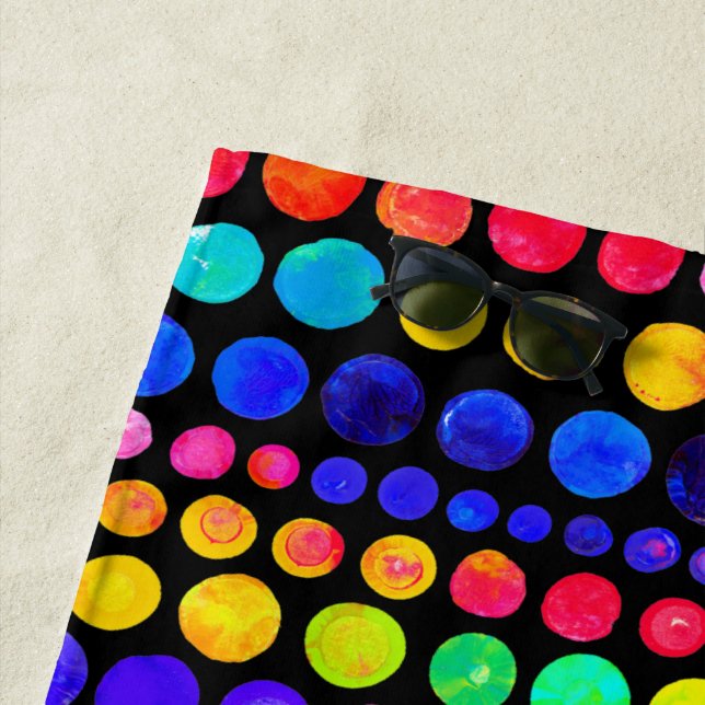 Toalha De Praia Padrão Colorido de Pontos de Pintura (In Situ)