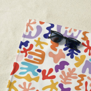 Toalha De Praia Padrão Colorido Matisse Formas Botânicas Abstratas