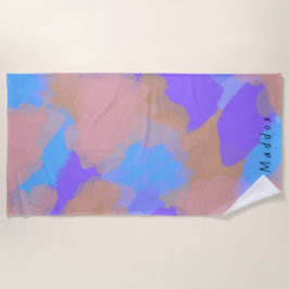 Toalha De Praia Padrão Colorido Moderno de Artista + Nome Personal