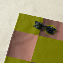 Toalha De Praia Padrão controlado em castanho e verde-oliva