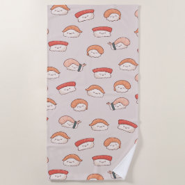 Toalha De Praia Padrão Cute Nigiri Sushi Sem Costura