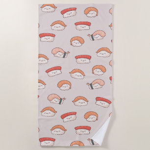 Toalha De Praia Padrão Cute Nigiri Sushi Sem Costura