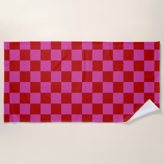 Toalha De Praia Padrão da Desktop Board Verificada com vermelho +