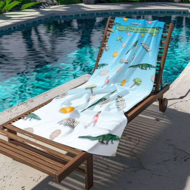 Toalha De Praia Padrão da Flórida Personalizado (Criador carregado)
