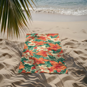 Toalha De Praia Padrão das flores tropicais víbicas do Havaí