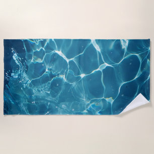 Toalha De Praia Padrão de Água Piscina Azul Aqua