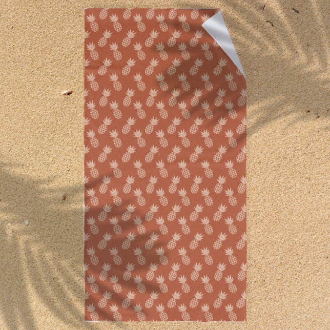 Toalha De Praia Padrão de ananás tropical Terracotta e Peach (Criador carregado)