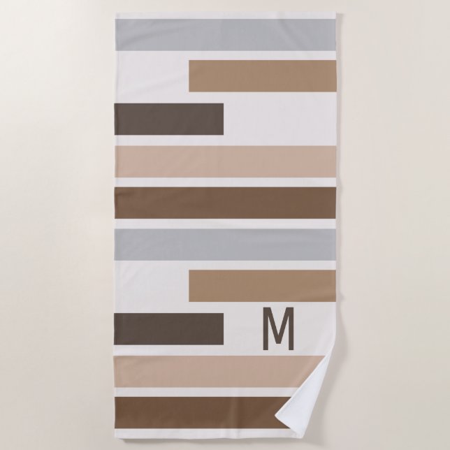 Toalha De Praia Padrão de Arte de Rasgos Geométricos Personalizado (Frente)