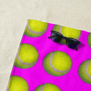 Toalha De Praia Padrão de Bola de Tênis rosa, Beach Towel