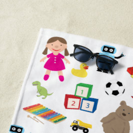 Toalha De Praia Padrão de Brinquedos para Crianças Bonitas