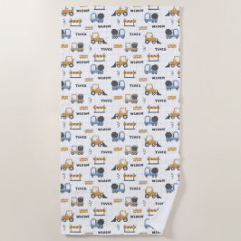 Toalha De Praia Padrão de Caminhões de Construção Coloridos