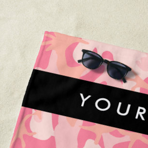 Toalha De Praia Padrão de Camuflagem Rosa, Seu nome, Personalize