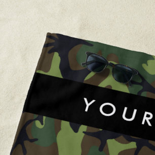 Toalha De Praia Padrão de Camuflagem Verde, Seu nome, Personalizar